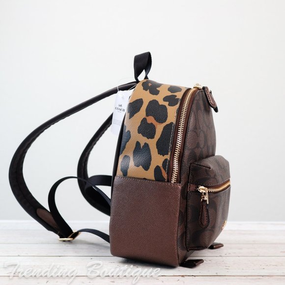 NWT Coach Mini Charlie Backpack with Leopard Print - Picture 4 of 12